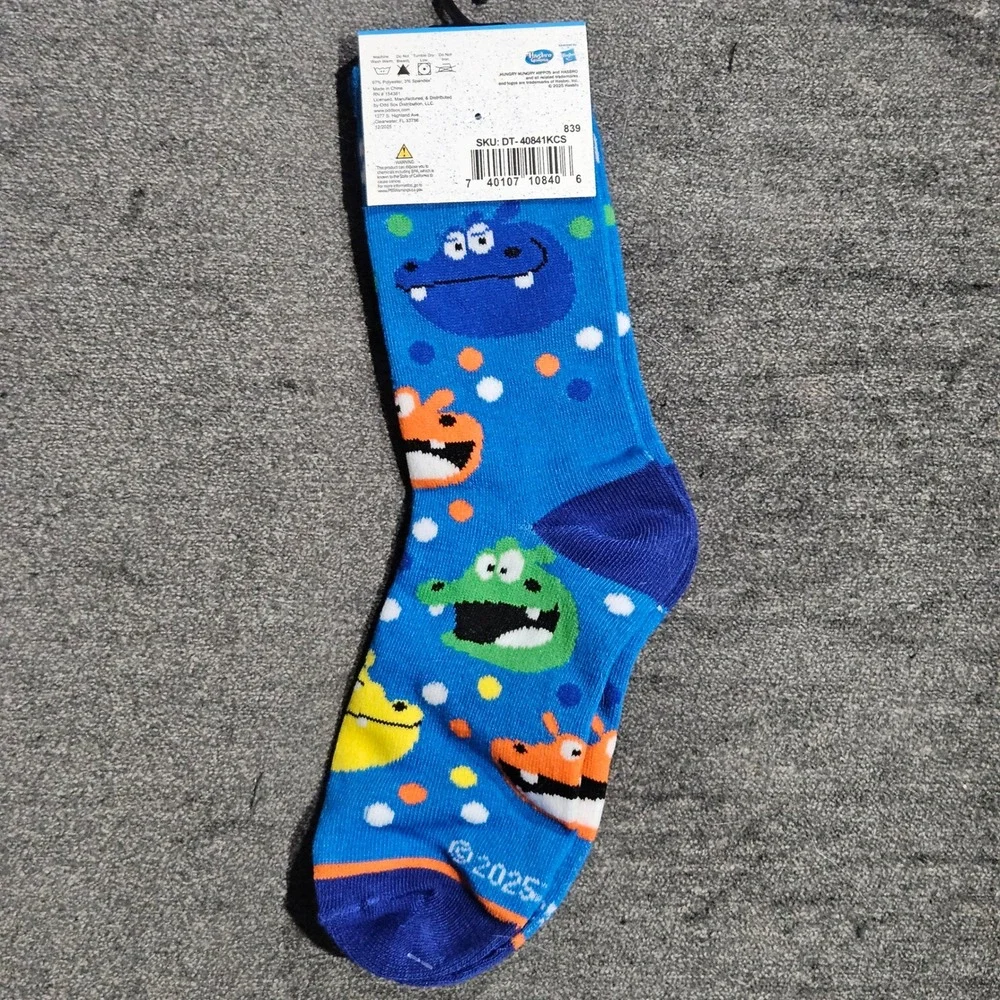 Hasbro Gaming‎ Hungry Hungry Hippos Kids Crew Socks Blue Size 7-10